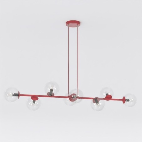 Odra Burgundy Transparent Pendant Lamp (8 Lights)