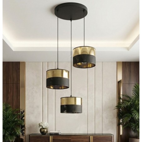 Velto II Black+Gold Pendant Lamp (3 lights)