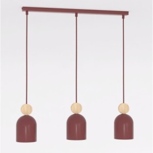 Lámpara colgante Ros Burdeos (3 luces)