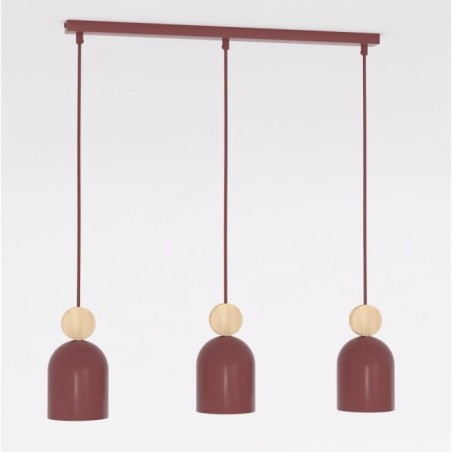 Lámpara colgante Ros Burdeos (3 luces)