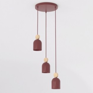 Lámpara colgante Ros II Burdeos (3 luces)