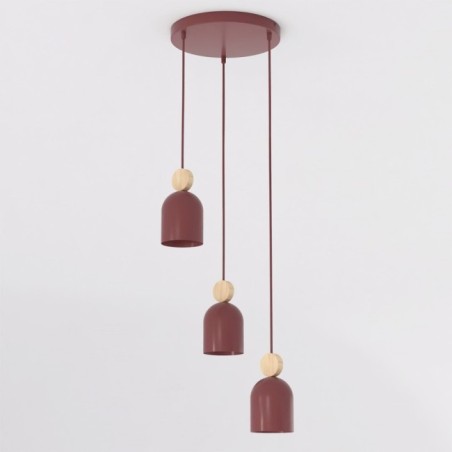 Lámpara colgante Ros II Burdeos (3 luces)