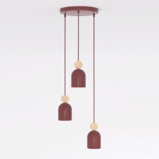 Lámpara colgante Ros II Burdeos (3 luces)