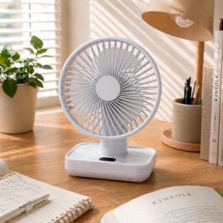 Fanito White 4-speed battery-powered table fan