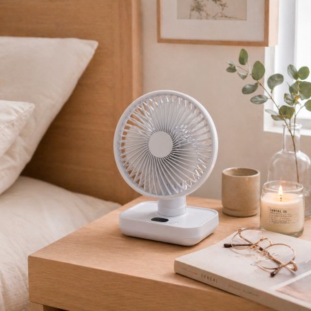 Fanito White 4-speed battery-powered table fan