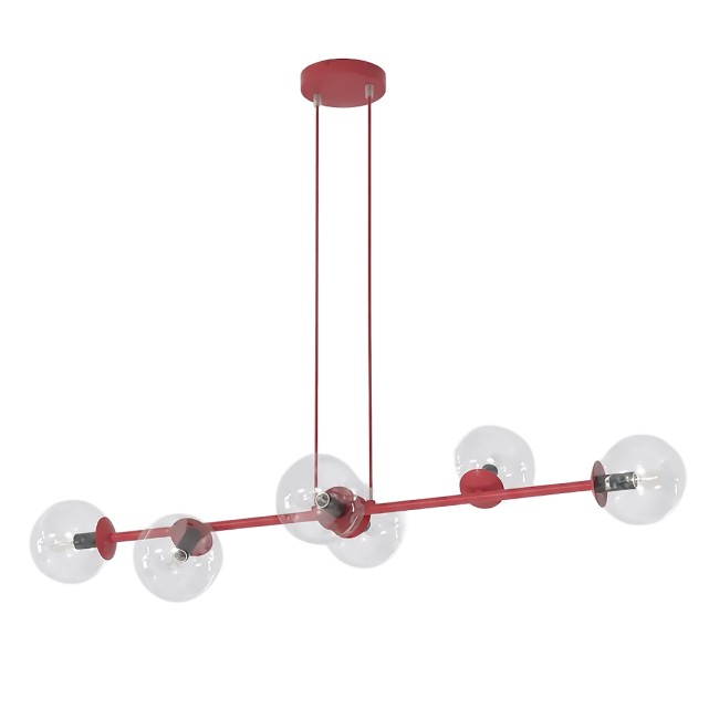 Lámpara colgante Odra Burdeos transparente (6 luces)