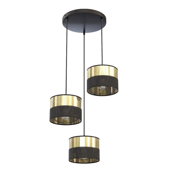 Velto II Black+Gold Pendant Lamp (3 lights)