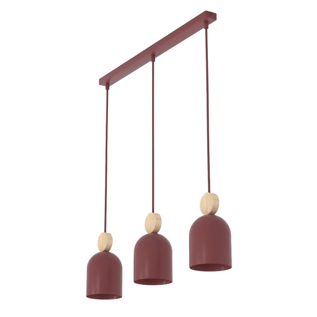 Lámpara colgante Ros Burdeos (3 luces)