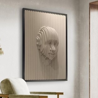 Beige Bas-Relief Face (90x120)
