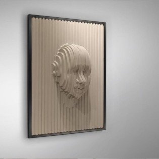 Beige Bas-Relief Face (90x120)