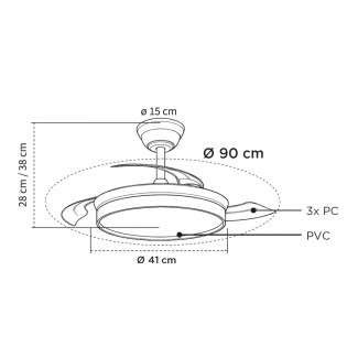 LED fan with retractable blades Milky Mini Eco CCT Dim (39W)