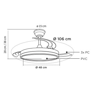 LED ceiling fan folding blades Verno Eco CCT Dim (48W)