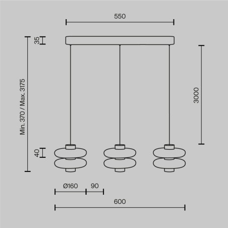 LED pendant lamp Nuvem (23W)