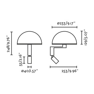 Wall lamp with LED reader Dome