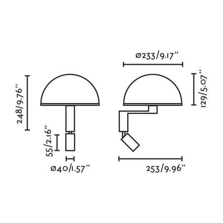 Wall lamp with LED reader Dome