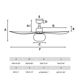 Ceiling fan with light Outwood L IP44
