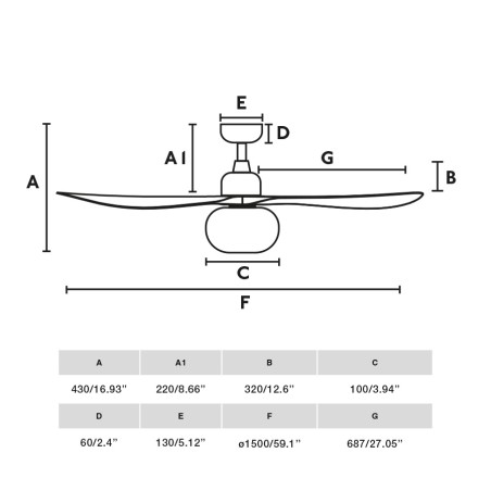 Ceiling fan with light Outwood L IP44