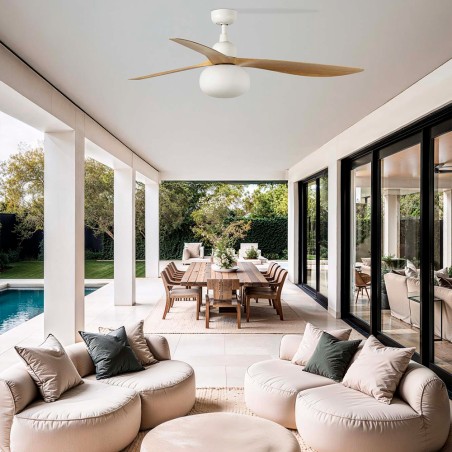 Ceiling fan with light Outwood L IP44