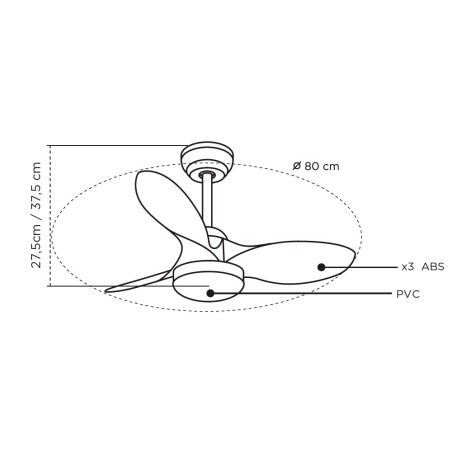 LED Ceiling Fan Cavil Mini S Black+Wood CCT Dim (20W)