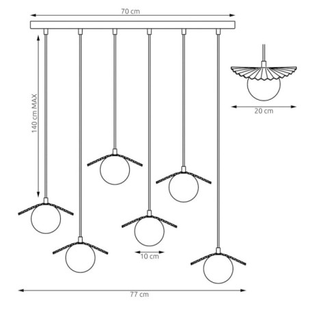 Valbona Black Ceiling Lamp (6 lights)