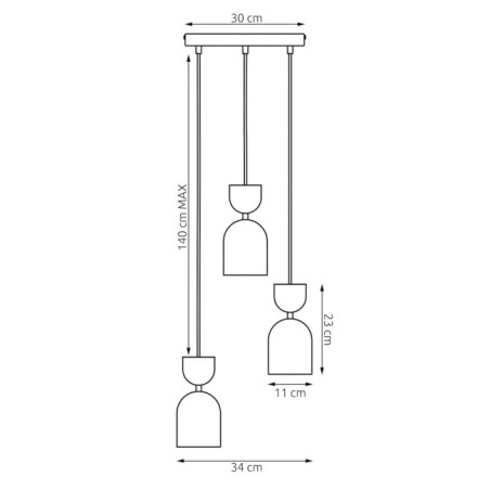 Zeta II Orange Ceiling Lamp (3 lights)