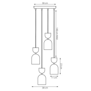 Zeta II Ceiling Lamp Garnet (4 lights)