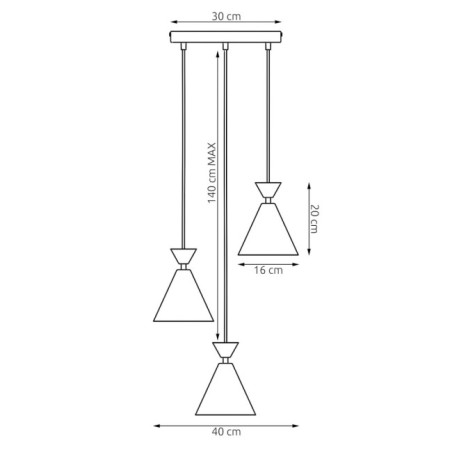 Verusa II Orange Ceiling Lamp (3 lights)