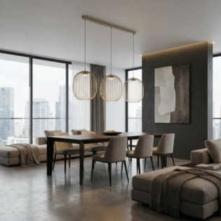 Praca Beige Ceiling Lamp (3 lights)