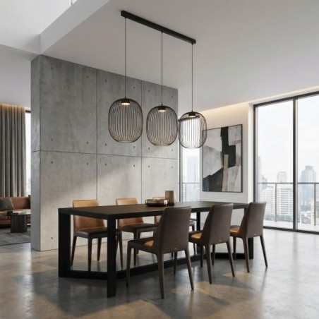 Praca Black Ceiling Lamp (3 lights)