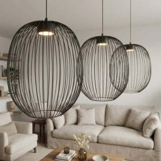 Praca Black Ceiling Lamp (3 lights)