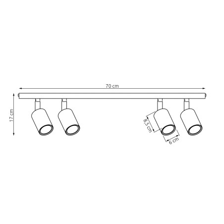 Nestos Burgundy Ceiling Bar (4 lights)