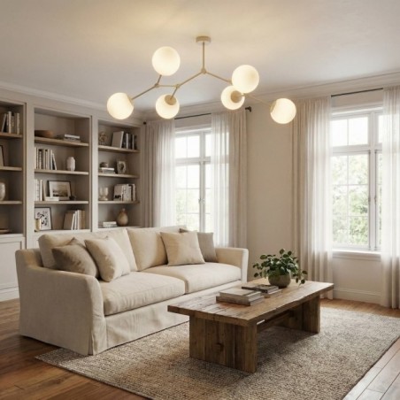 Lete Beige Opal Ceiling Light (6 lights)