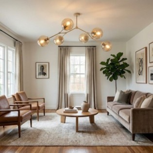 Lete Beige Amber Ceiling Light (6 lights)