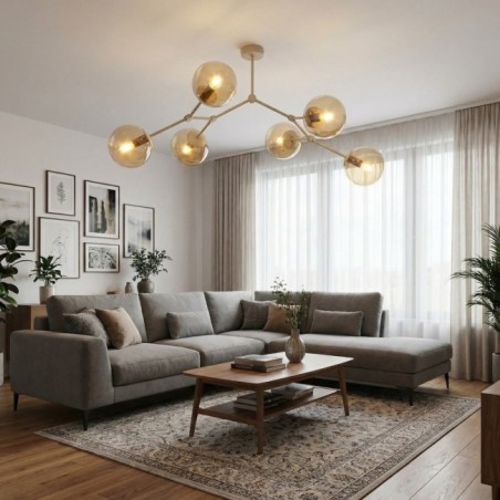 Lete Beige Amber Ceiling Light (6 lights)
