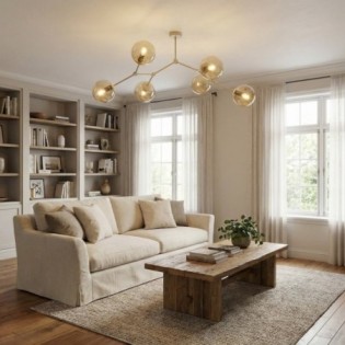 Lete Beige Amber Ceiling Light (6 lights)