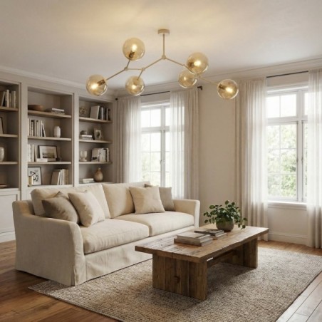 Lete Beige Amber Ceiling Light (6 lights)