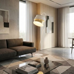 Tareto White+Gold Floor Lamp