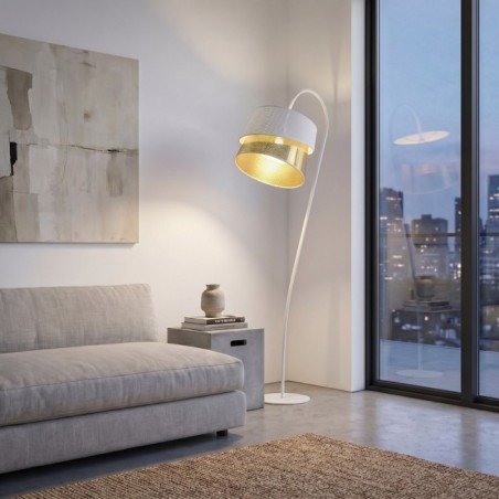 Tareto White+Gold Floor Lamp