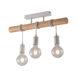 Natural Wood Effect 3 Light Ceiling Bar Pendant