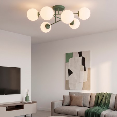 Ceiling Light Nicolo Olive Green (6 lights)