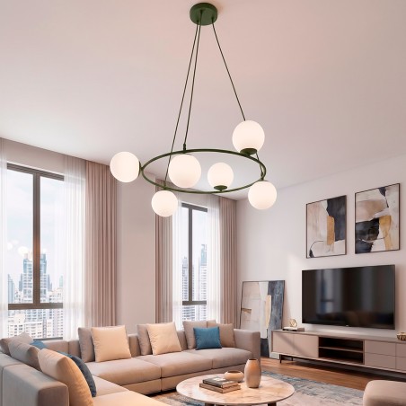 Pendant Lamp Laster Olive Green (6 lights)