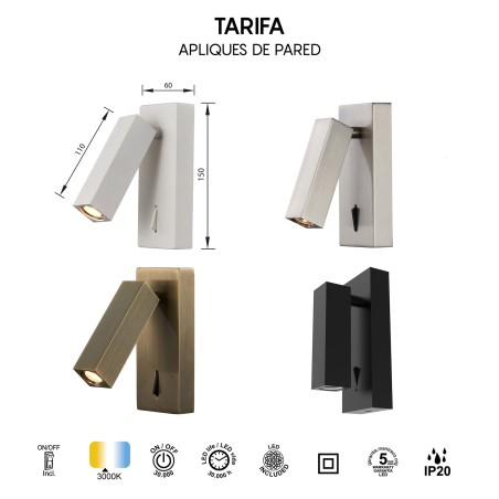 copy of Aplique lector LED con interruptor Tarifa III (3W)