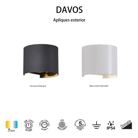 Aplique de exterior LED Davos II Dim (2x6W - 2700K)