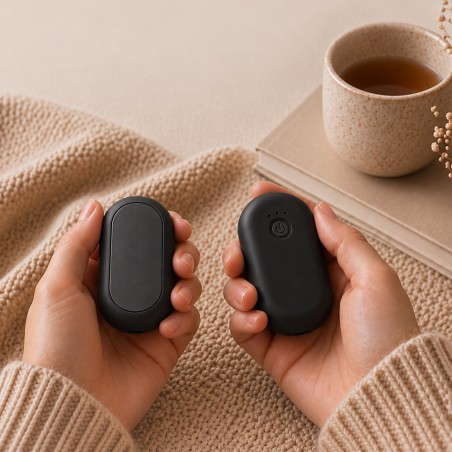 CALIENTA MANOS  MAGNETICO ABS 2000mAh*2 NEGRO