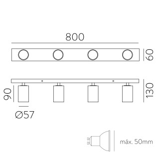Ceiling track light Gina (4 Lights)