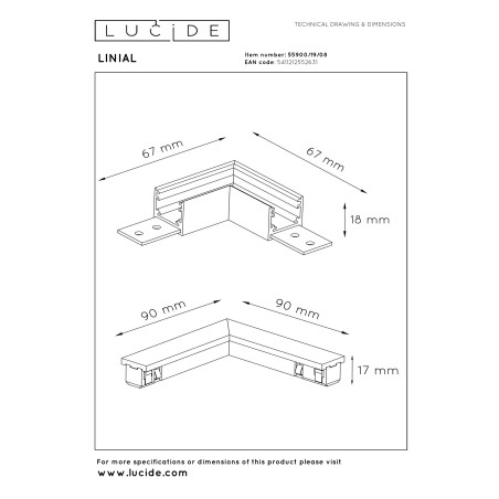 Conector L para carril Linial