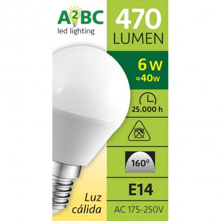 Pack 5 Bombillas led A2BC 6W E14  (6000ºk)