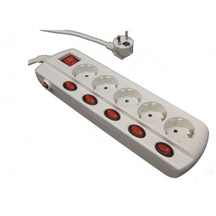 Base 5 tomas con interruptor individual