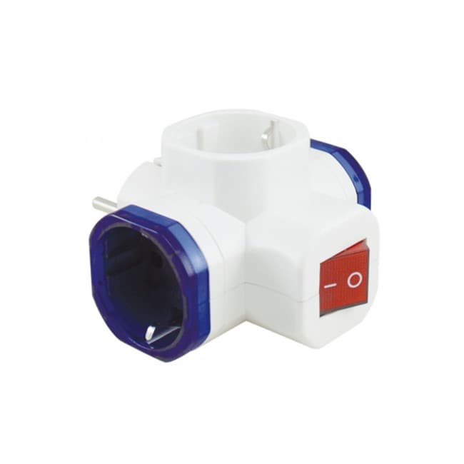 Clavija triple schuko con interruptor Clavija triple schuko con interruptor