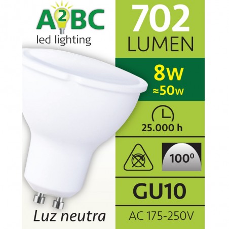 Pack 5 bombillas A2BC LED GU10 8W - 4000ºK